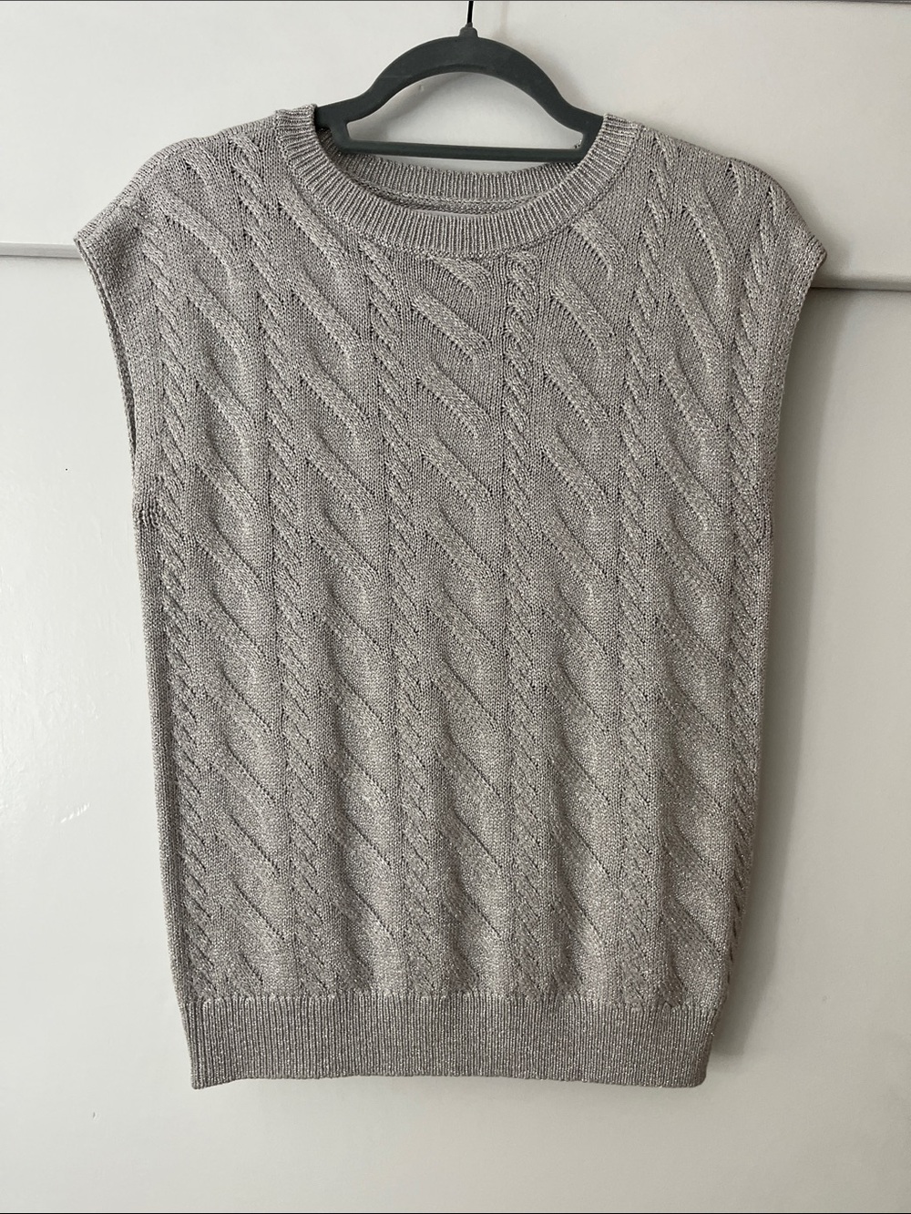 NWT Calvin Klein Sleeveless Cable Knit Sweater Vest - silver